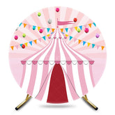 Aperturee - Aperturee Fairytale Pink Circus Tent Round Birthday Backdrop